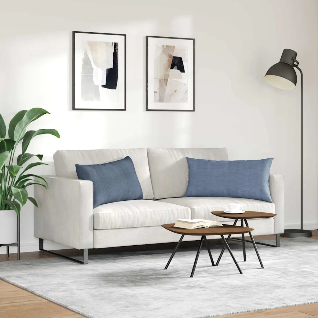 Cuscini da Divano 2 pz | Cuscini per sedie Blu 80 x 40 cm Tessuto in Cords