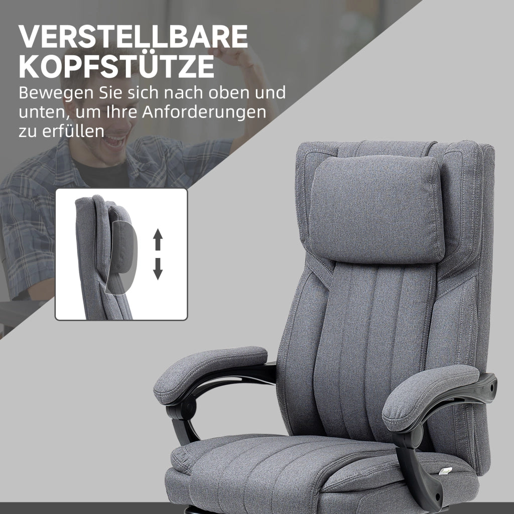 Sedia da ufficio con massaggio e poggiapiedi estraibile ¨C Xylo ¨C tessuto grigio 65x61x118 cm