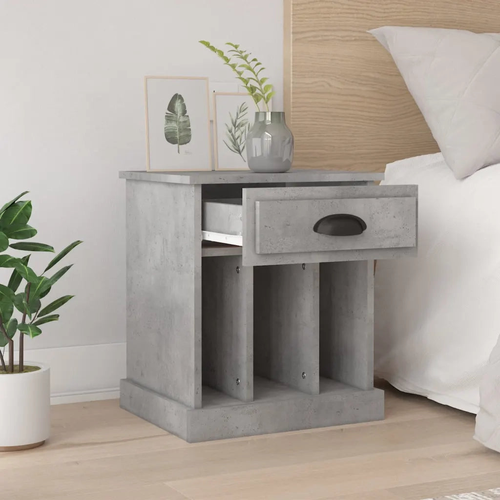 Set di 2 Comodini | Armadio da Notte | Mobiletto da notte Grigio Cemento 43x36x50 cm
