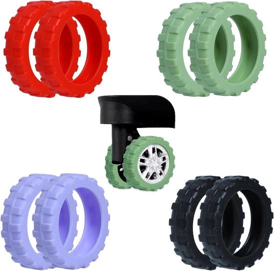 Set di protezioni per ruote da 8 pezzi per valigie da viaggio - Resistenti e silenziosi - Protezioni per ruote in silicone - Accessori di viaggio essenziali