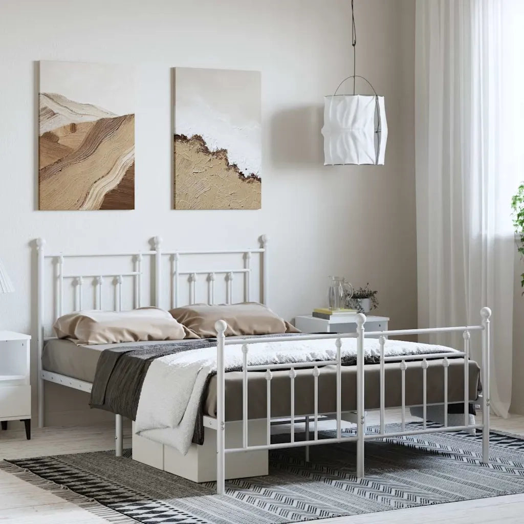 Giroletto con Testiera e Pediera Metallo Bianco 150x200 cmcod mxl 129755