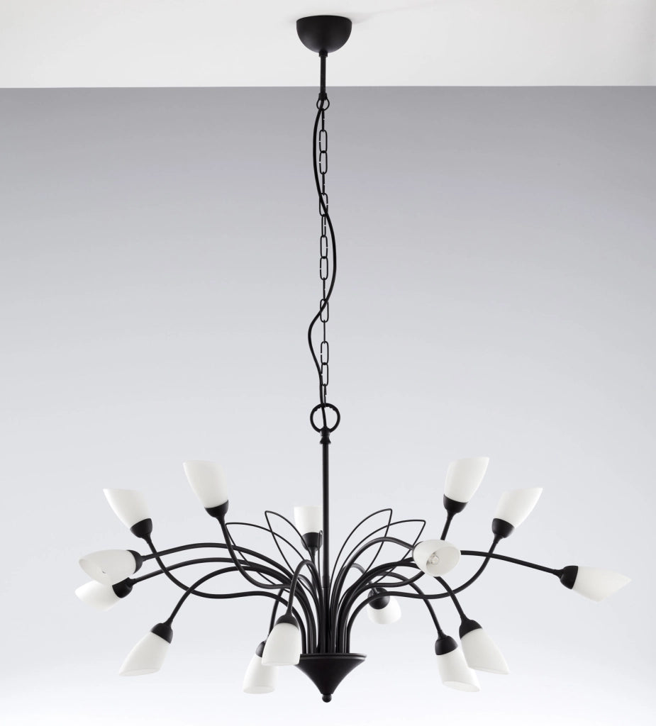 Lampadario GLORIOSA Jupiter nero opaco 15xG9 a catena