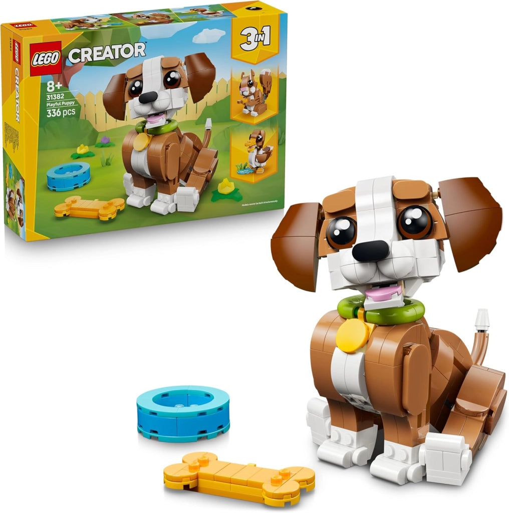 LEGO Creator 3 in 1 Adorabili Animali: Cagnolino Giocoso - Giocattolo con Animale Domestico Trasformabile in Scoiattolo
