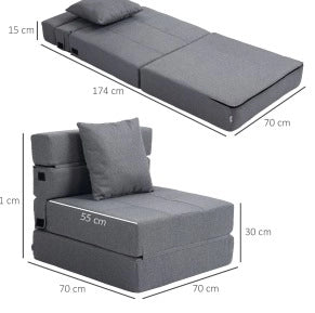 Poltrona letto pieghevole 2 in 1 grigio scuro