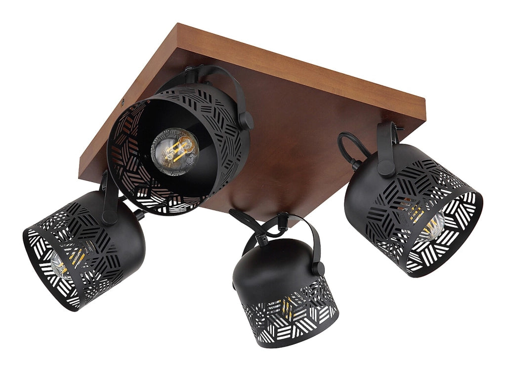 Faretto soffitto Rotem noce/nero opaco 4xE14 Rabalux