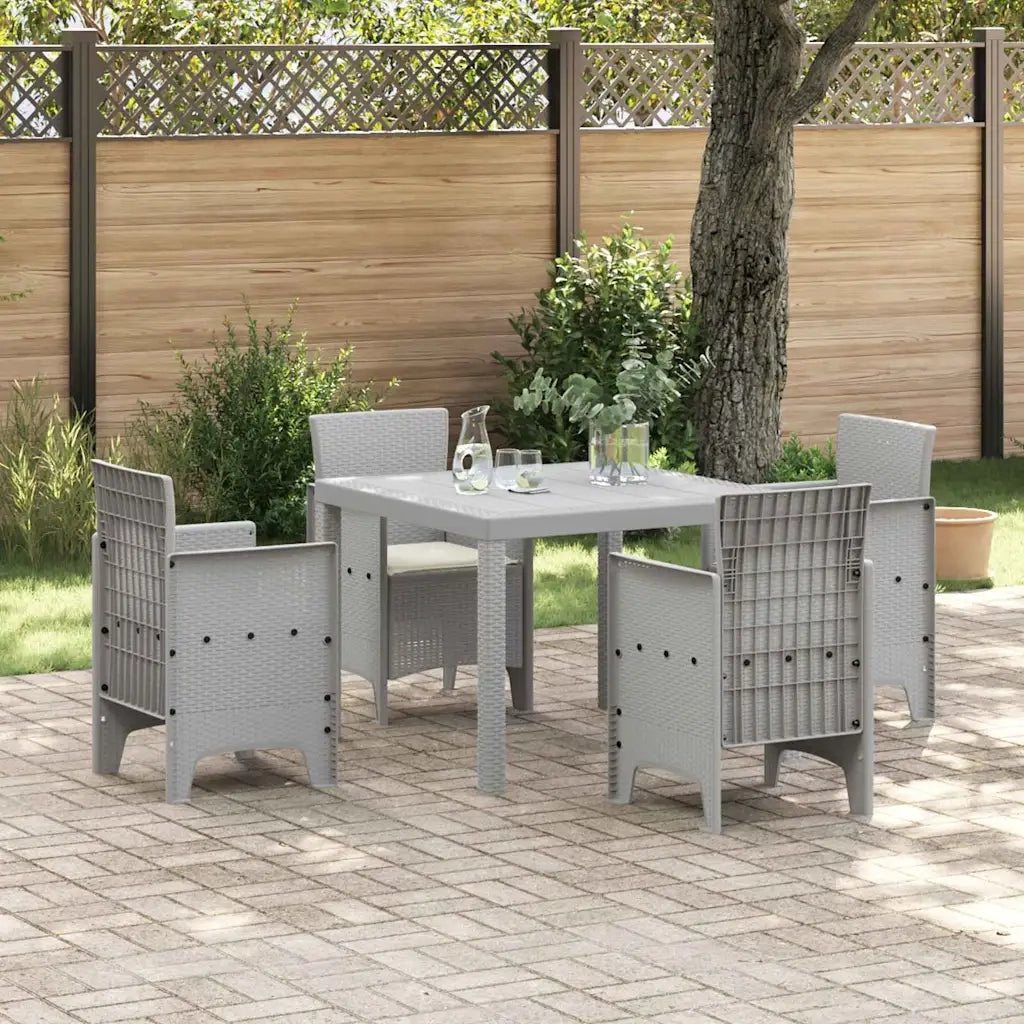 Set da Pranzo per Giardino 5 pcs Grigio chiaro Polipropilene