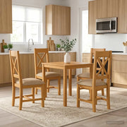 Set da pranzo 5 pz Beige Legno di Quercia Massello 3430233