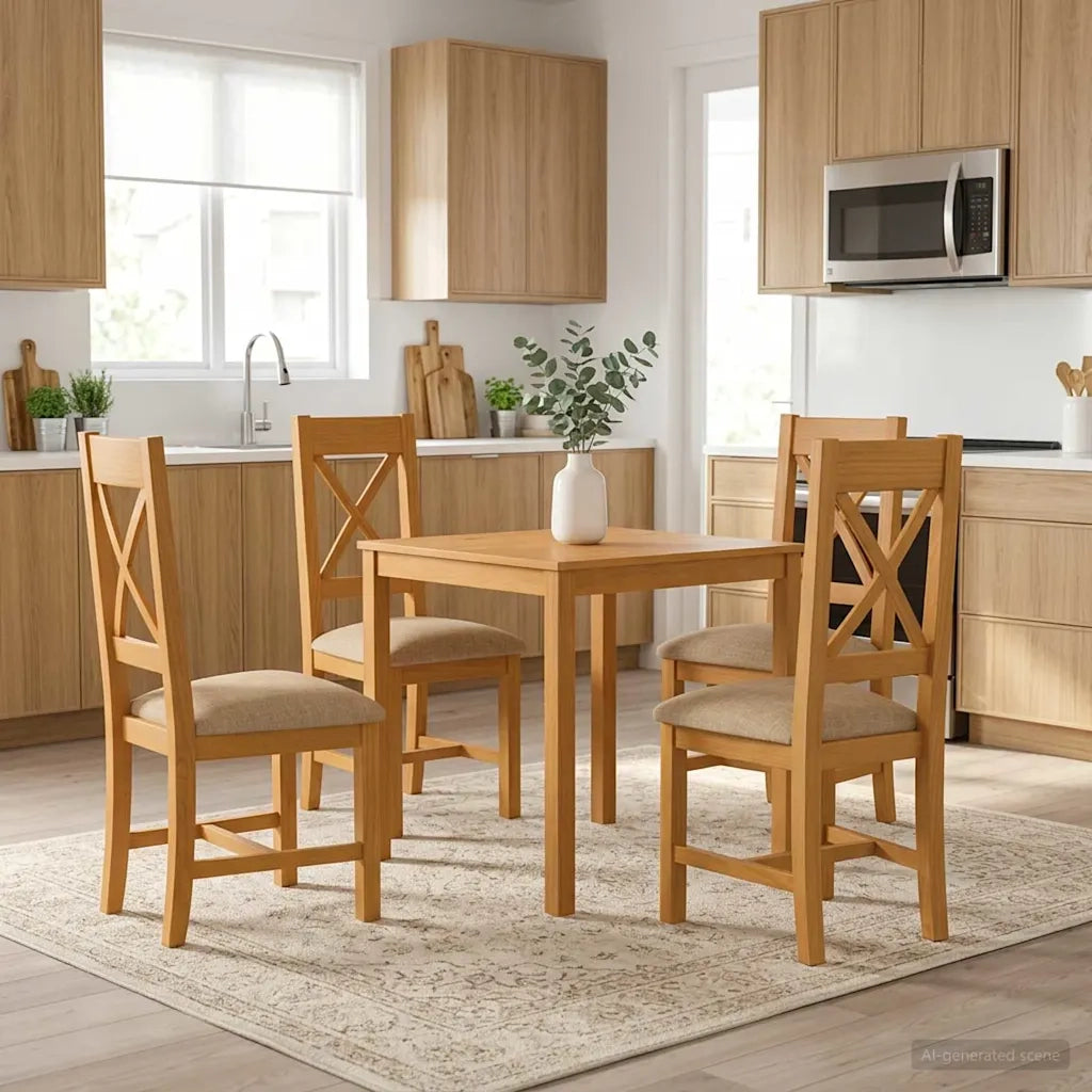 Set da pranzo 5 pz Beige Legno di Quercia Massello 3430233