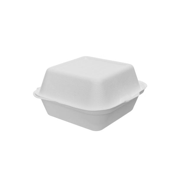 50 PEZZI BURGERBOX Contenitore Burgher con coperchio in polpa di cellulosa,155x155x90 mm, 50 pezzi Hamburger Panini Box IN POLPA CELLULOSA Biodegradabili e Compostabili
