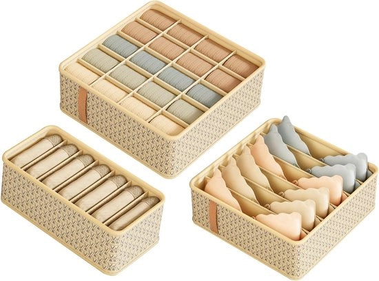 Organizzatore di carrello Abbigliamento e intimo Armadio di carrello Sistema di organizzazione per articoli di prima necessità Abbigliamento bambino Calze Intimo; Set da 3