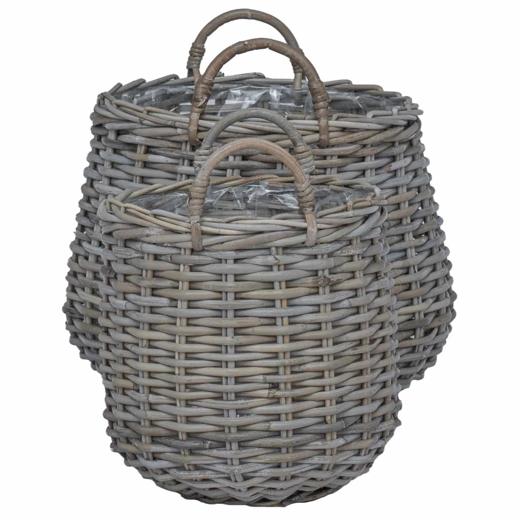Cestino per piante con archiviazione 2 pcs Grigio Rattan Lacak