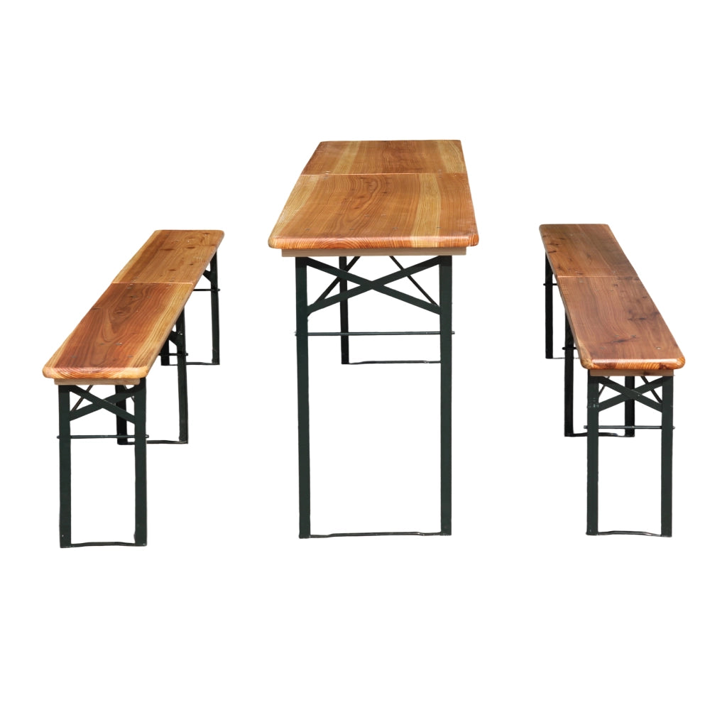Set Tavolo e Panche Pieghevoli da Giardino ¨C MINIMAL ¨C Pino Massello 220 cm, 3 Pezzi