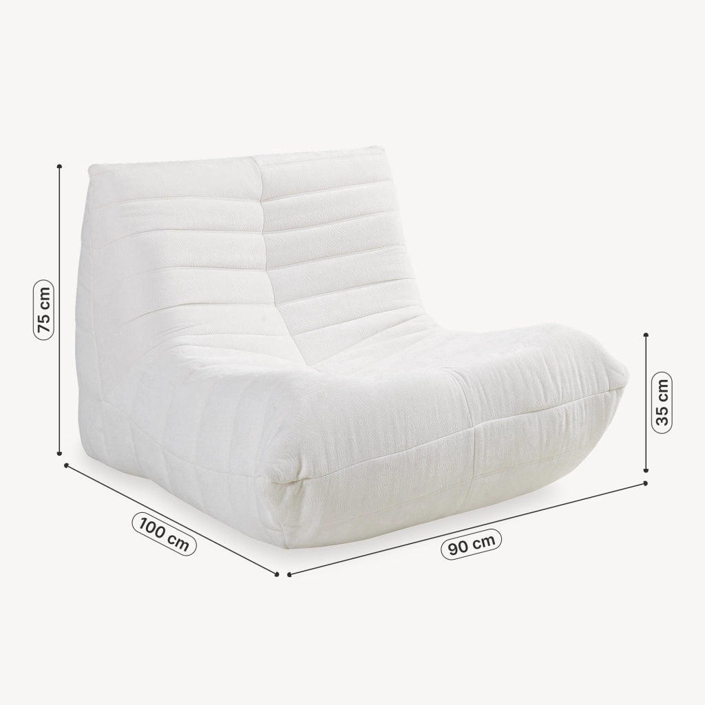 Poltrona Bassa Imbottita Kodsø con Rivestimento in Chenille 75x90x100 cm - Beige [en.casa]