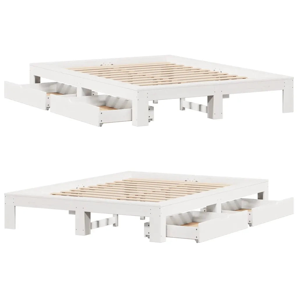 Letto senza Materasso Bianco 160x200 cm Legno Massello di Pino