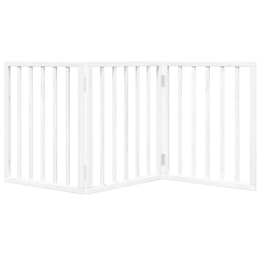 Cancello per Cani Pieghevole 3 Pannelli Bianco 150 cm Pioppo 352180
