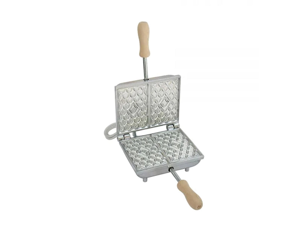 Biscottiera Elettrica 600W per Cialde Waffles Rettangolari Alluminio Teflon Free