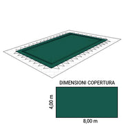 Copertura Invernale per piscina Polartex CLASSIC 400 PVC rettangolare 8,00 x 4,00 m con Occhielli e Corda elastica