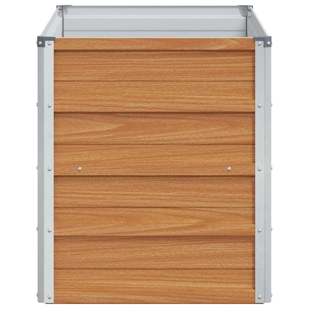 Fioriera rialzata stile industrial chic per esterni 100 x 40 x 45 cm resistente alle intemperie in acciaio zincato marrone chiaro 02_0059012