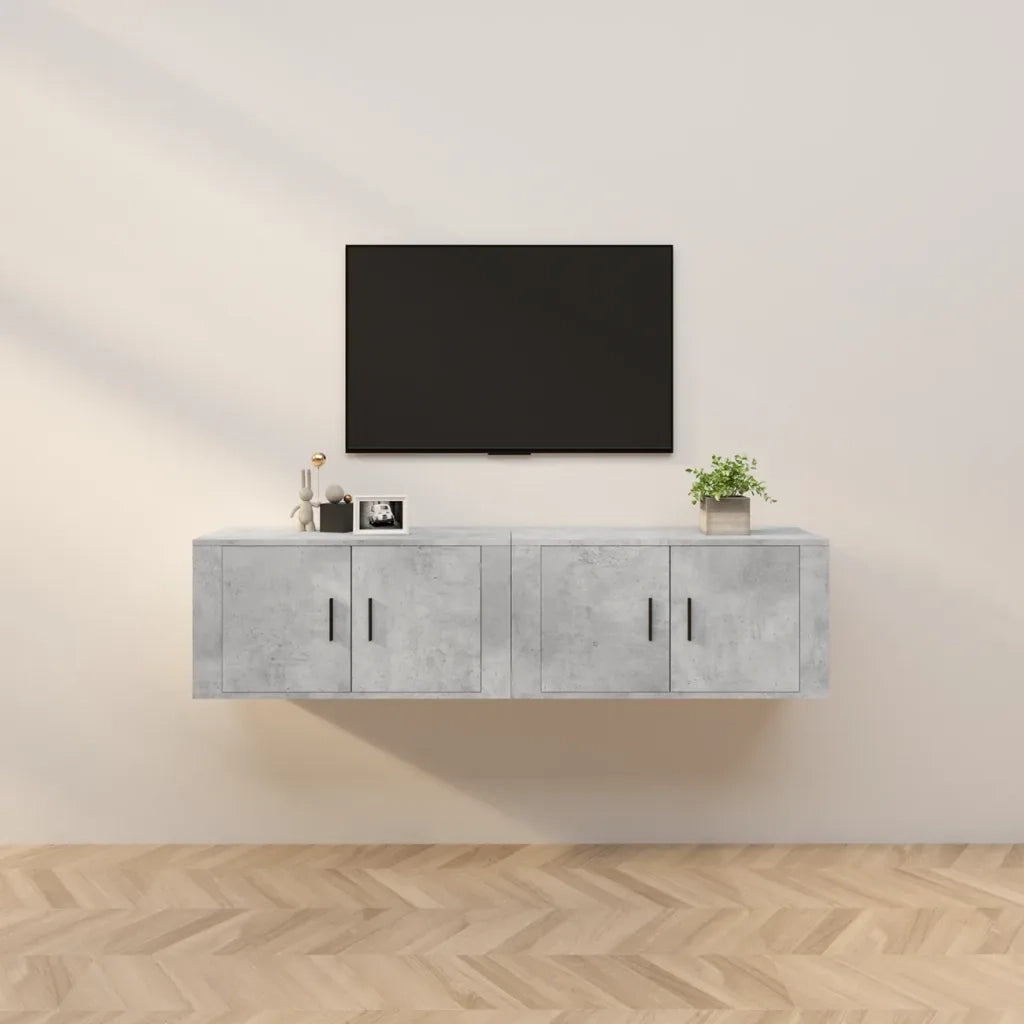 Mobili Porta TV a Parete 2 pz-Credenza per TV Grigio Cemento 80x34,5x40 cm