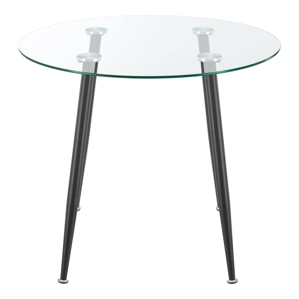 Tavolo da pranzo rotondo in vetro temperato e acciaio 75 x 87 cm nero trasparente 03_0008707