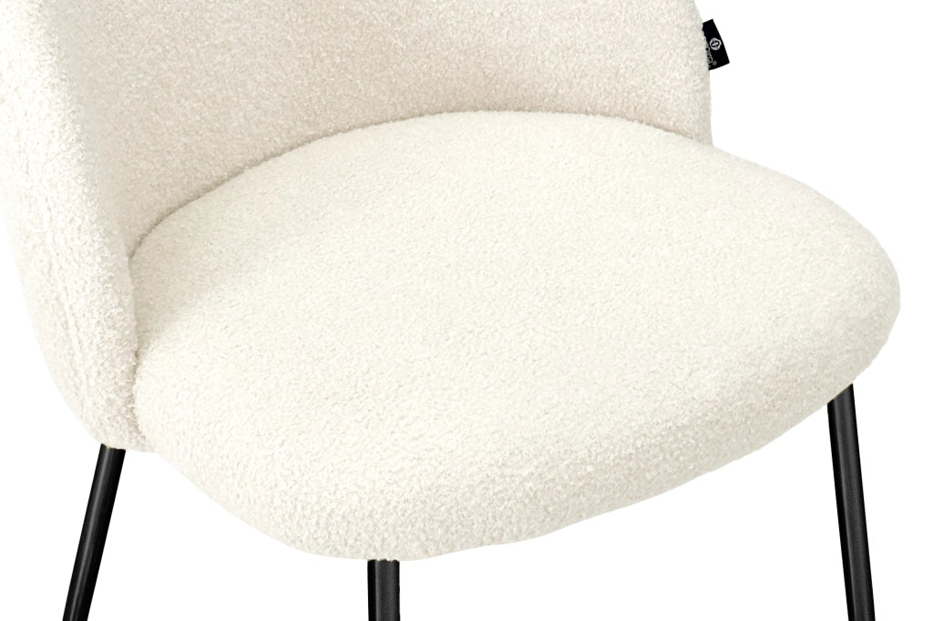 Set di 2 sedie da pranzo imbottite in tessuto bouclé avorio piede nero – Nicole - SD11NIPN-B