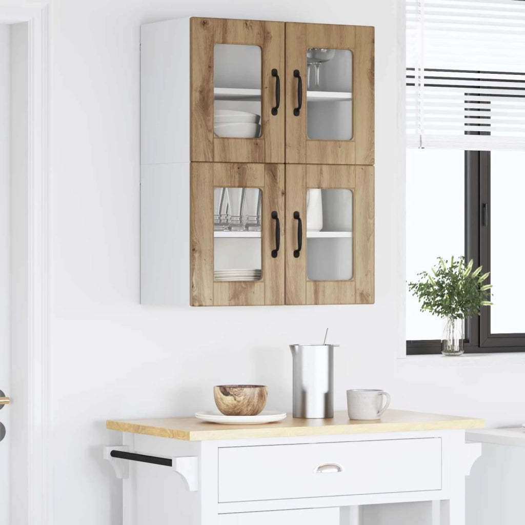 Mobile in vetro da parete PORTO 2 pcs Rovere artigianale