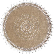 Set di tovaglie rotonde per tavola da 4 pezzi - tovaglie in juta con piuma 38 cm per decorazione di tavola da cucina e sala da pranzo (set G)