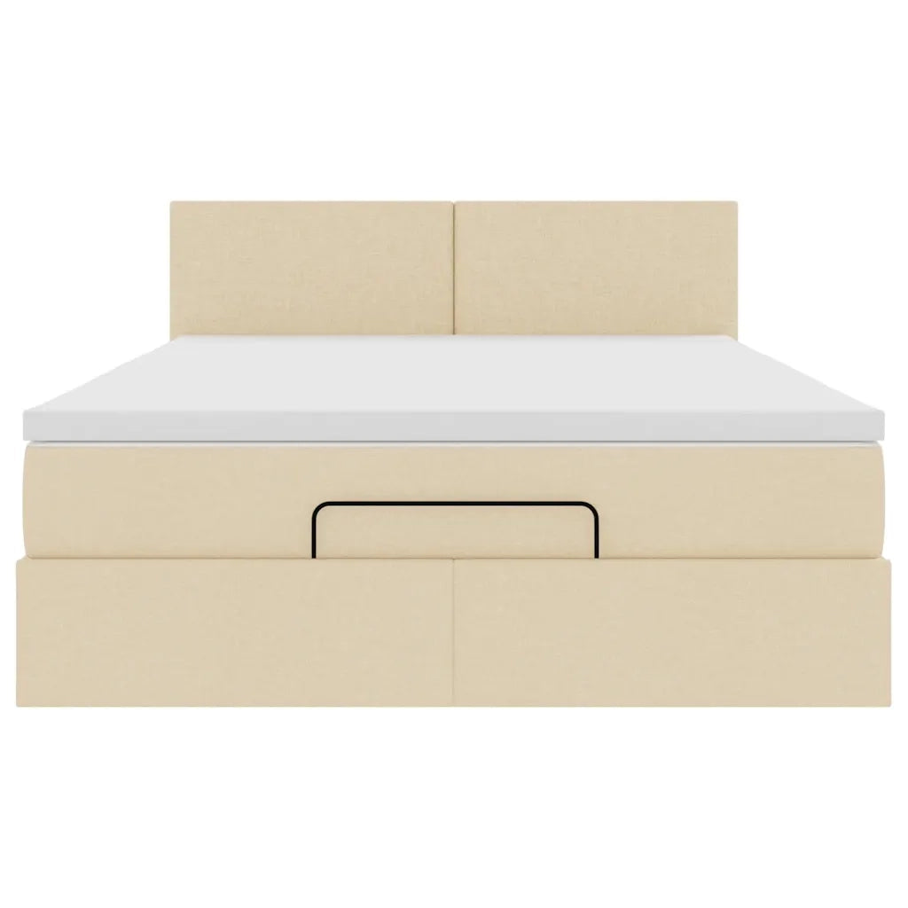 Pouf Letto con Materasso e LED Crema 140x200 cm in Tessuto 3312234