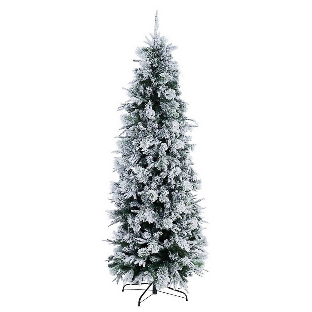 Albero di Natale Slim Dresda Innevato Altezza 240cm con 1196 Rami