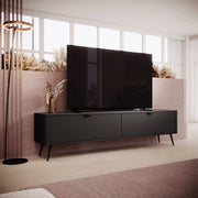 Kala, Mobile Porta tv 2 Ripiani, 200x38x51h cm Nero