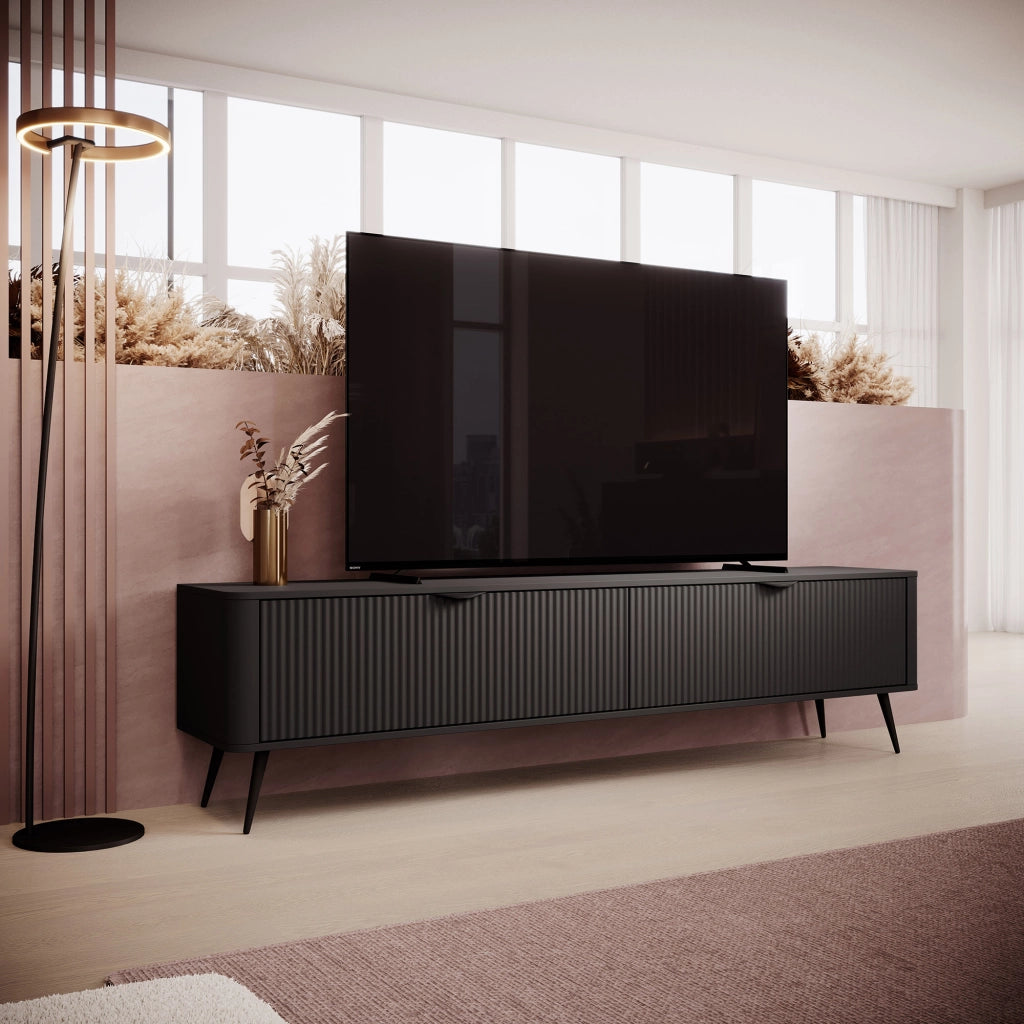 Kala, Mobile Porta tv 2 Ripiani, 200x38x51h cm Nero