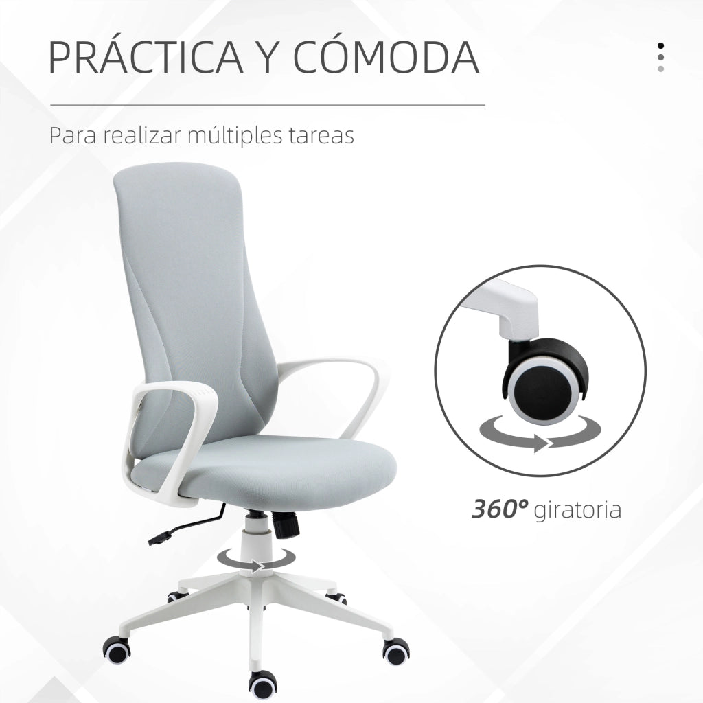 Sedia da Ufficio Girevole Regolabile con Schienale Alto e Braccioli ¨C zephmum ¨C Grigio 62x56x110-119,5cm