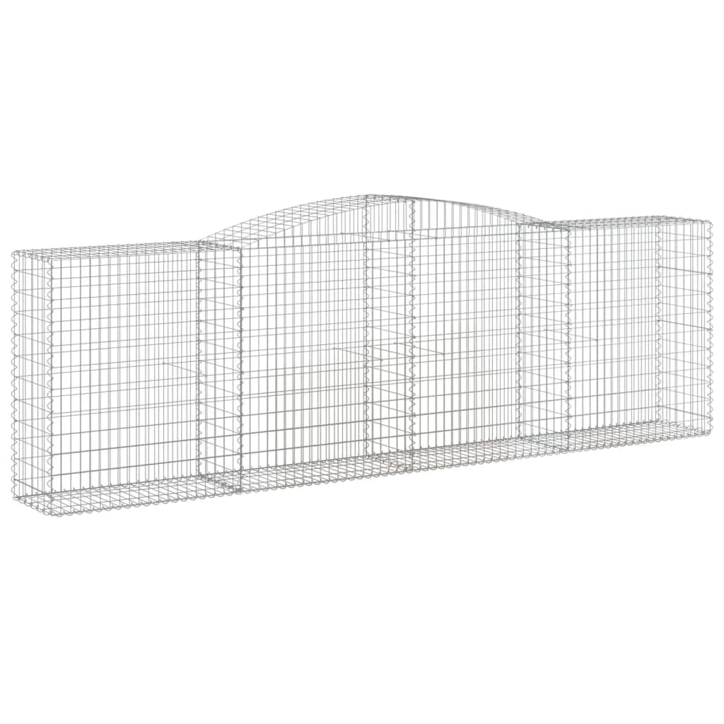 Cestini gabbioni recinzione a gabbia muro di contenimento ad arco 10 pezzi 400 x 50 x 120/140 cm ferro zincato argento 02_0040289