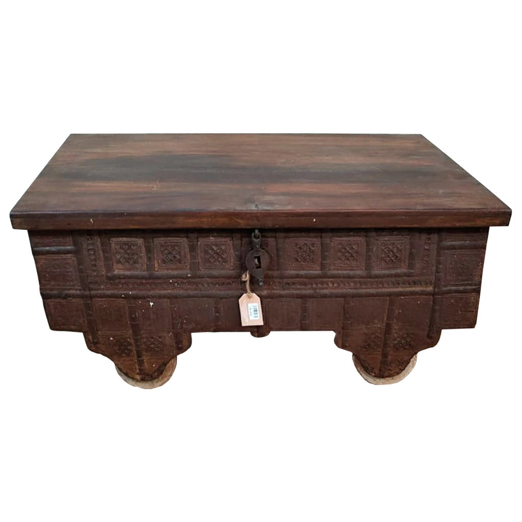 Tavolo baule legno metallo marrone 106x59x49h cm