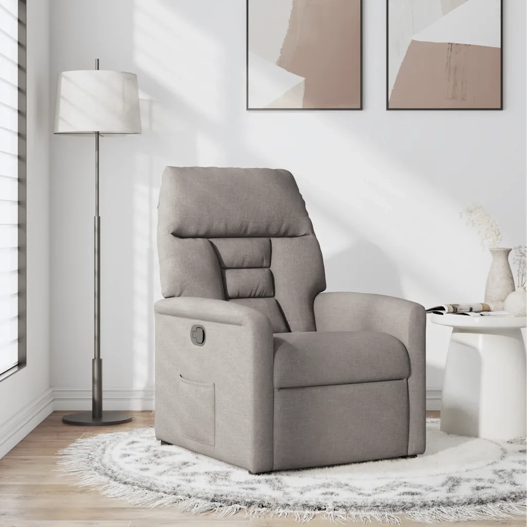 Poltrona | Sedia Relax Reclinabile in Tessuto Tortora