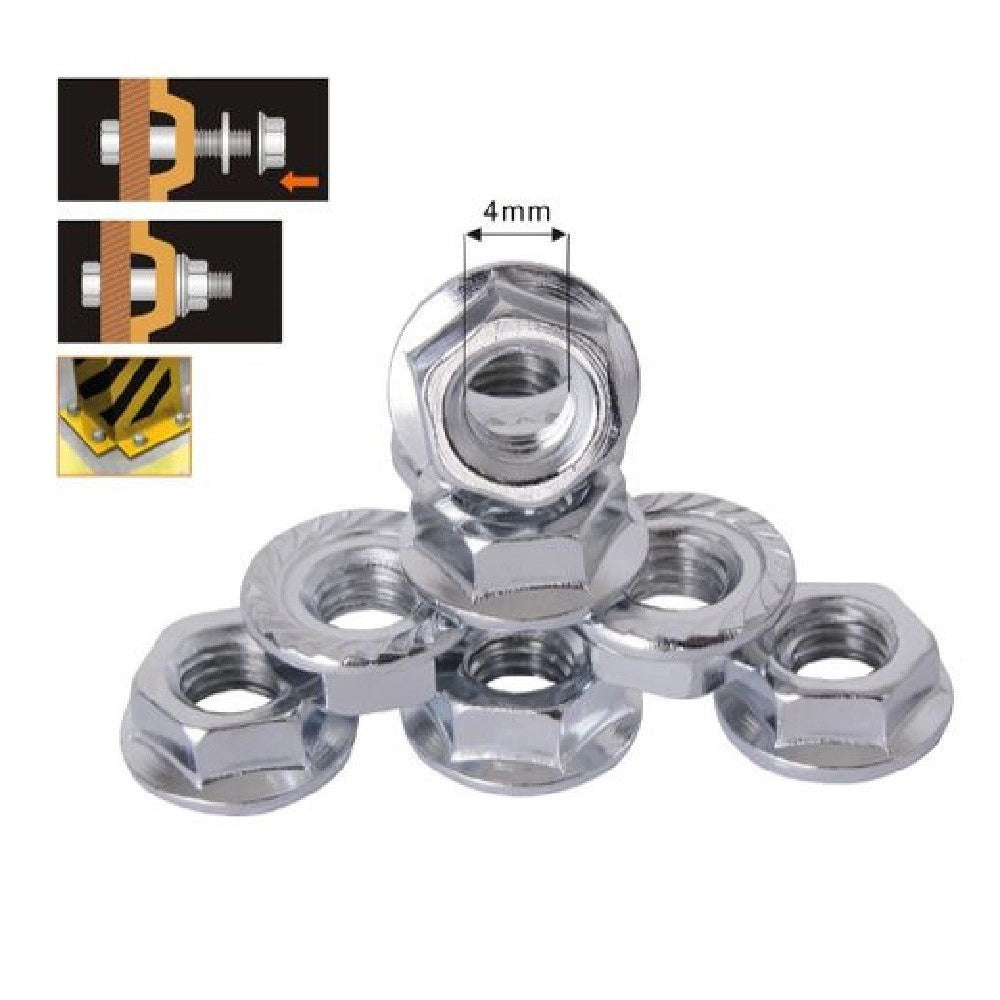 Trade Shop - Set 53 Pz Dado Esagonale Flangiato Dadi Di Serraggio M4 Bulloni Vite 4mm 94921 -