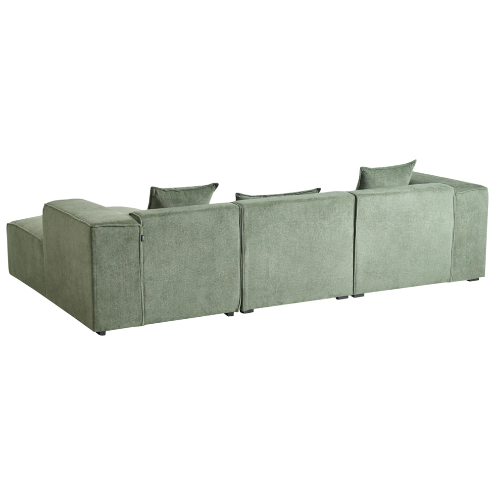 Divano Angolare Ciniglia Verde Scuro 3 Posti Cuscini Extra versione sinistra stile Moderno