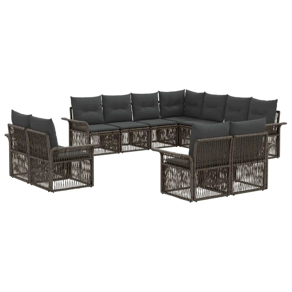 Set Divano da Giardino 11 pcs Grigio e Grigio Scuro polyrattan 3434999