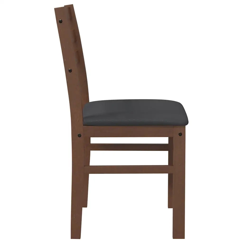 Sedie da Pranzo con Cuscini 2pz Marrone Legno Massello di Hevea 4102418