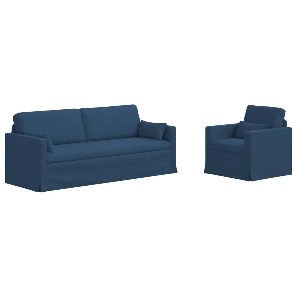 Divano 2 pcs Blu 198 x 78 x 80 cm Tessuto