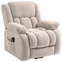 Poltrona Alzapersona Massaggiante e Reclinabile con 2 Tasche e Telecomando, 93x104x105 cm, Beige