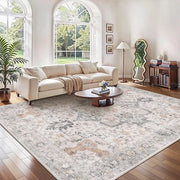 Tappeto vintage 200x290cm per soggiorno, tappeti extra grandi per soggiorno, tappeto boho, grande tappeto antiscivolo, tappeto per camera da letto, sala da pranzo, ufficio, beige.