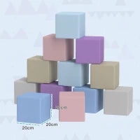 Set 12 Cubi Giocattolo Morbidi per Bambini 12-36 Mesi in PU ed EPE, 20x20x20 cm, Multicolore