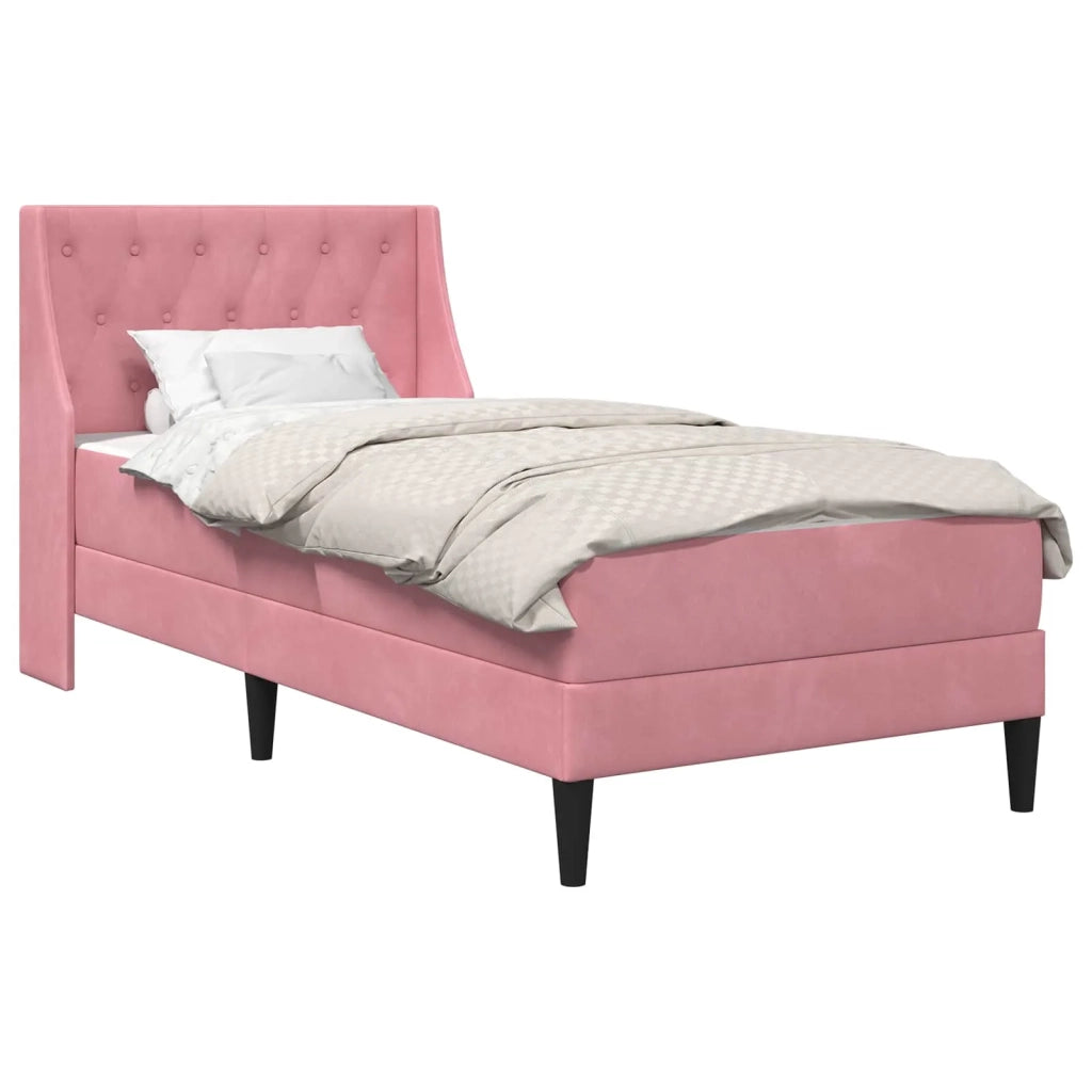 Struttura letto con materasso Rosa 90 x 200 cm Velluto