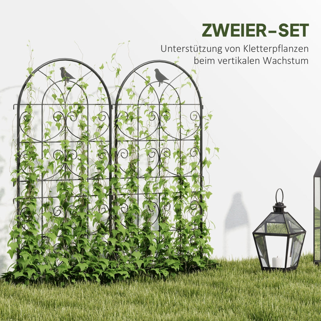 SPALLIERA Set da 2 pezzi 50x120 cm Metallo Nero per piante rampicanti