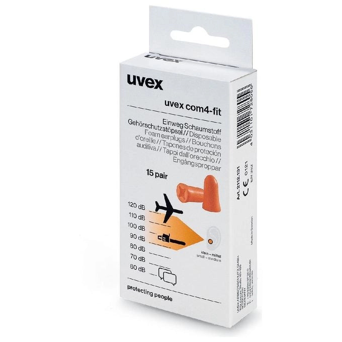 Uvex 2112131 com4-fit Tappo Auricolare Riutilizzabile Schiuma di Poliuretano SNR 33 dB Taglia S colore Arancione
