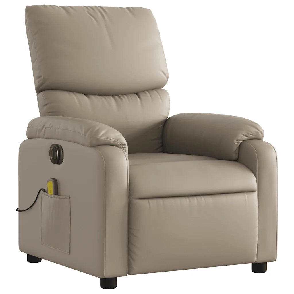 Poltrona Reclinabile Massaggio Elettrica Cappuccino Similpelle 3204885
