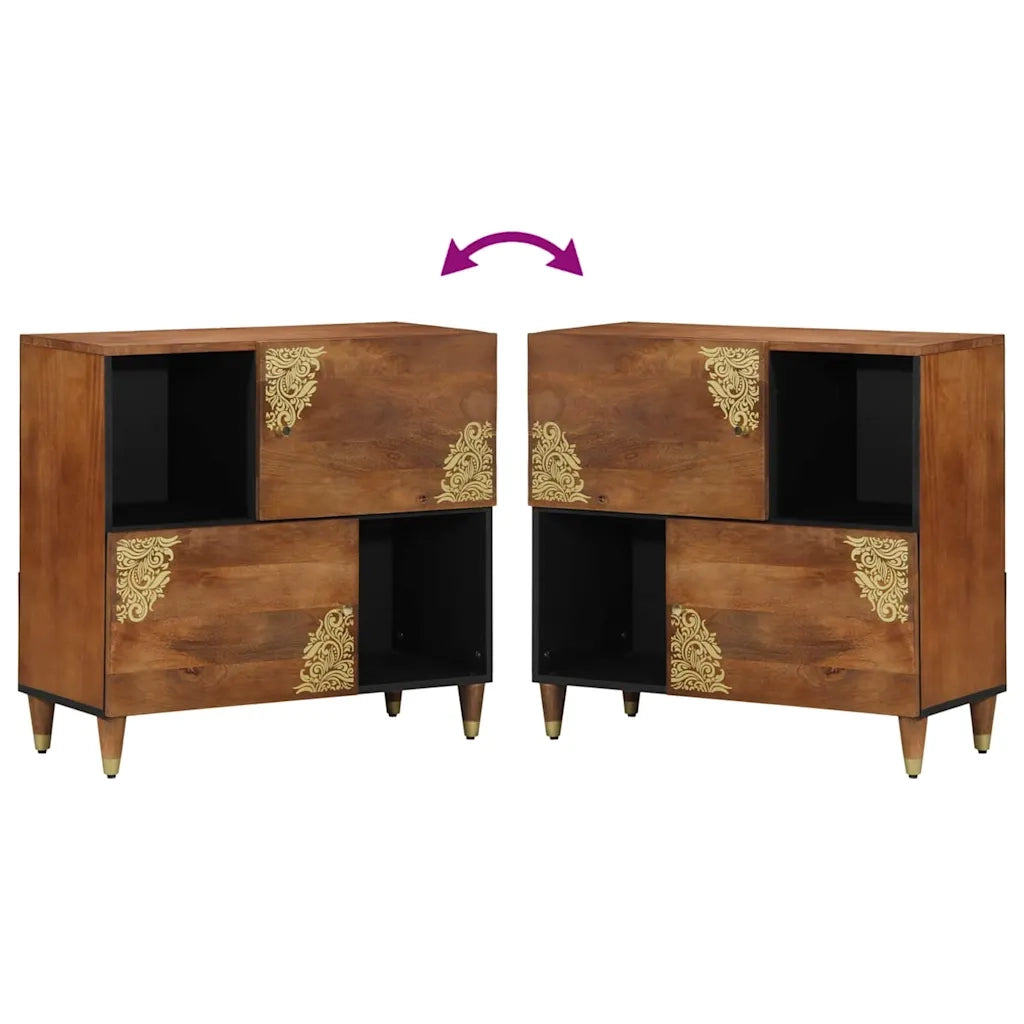 Credenza | Madia | Buffet da pranzo | Armadio da pranzo Marrone 80 x 33 x 75 cm Legno di mango massello