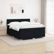 Letto con Box Spring, Materasso e LED Nero 160 x 200 cm Tessuto 3451989