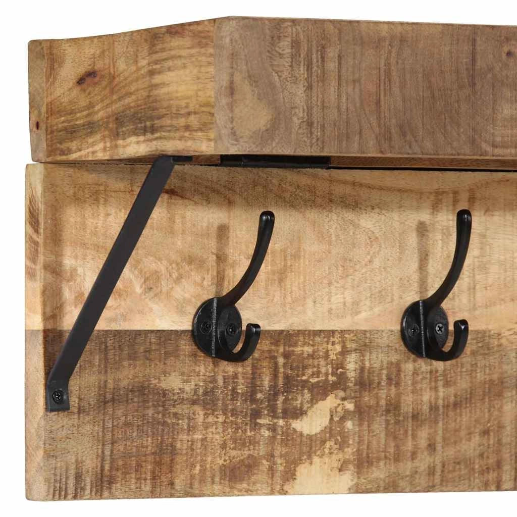 Appendiabiti moderno rettangolare con contenitore ganci e ripiano 73 x 19 x 23 cm legno massello di mango marrone 02_0057996